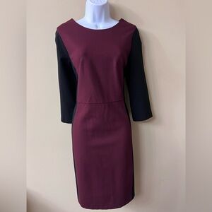 Talbots Color Block Dress, Size 8. Maroon and Black
